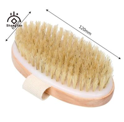 China All Natural Private Label Wooden Exfoliator Eco-Friendly Oval Bath Scrub Body Cleansing Brush Bushy Boar Hair Hair Massage Brush for sale