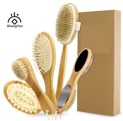 China All Natural Wooden Facial Hair Body Natural Wood Facial Hair Shower Massage Head Private Label Bath Cleansing Back Rub Detachable Brush for sale