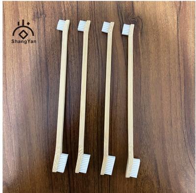 China OEM Logo Disposable Professional Eco-Friendly Custom Dog Cat Oral Cleaning Toothbrush OEM Logo Bamboo Double Brush Head for sale