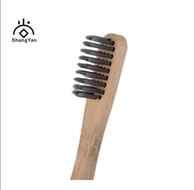 China Disposable Chinese Factory Customized Hotel Disposable Eco-Friendly Round Handle Bamboo Charcoal Bristle Pins Toothbrush for sale