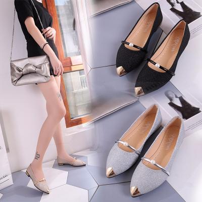 China New Style Casual Women's Metal Flat Ladies Fashion Pumps Pointed Flats for sale