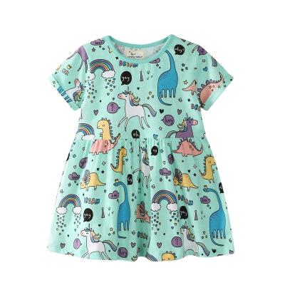 China Summer Floral Print Babies Dress Summer Washable Sportswear Suits Children's Soft Softness One-Piece Cotton Outdoor for sale