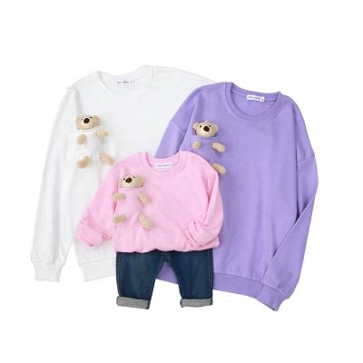 China Wholesale QUICK-DRY QUICK-DRY Kids Outdoor Casual Sweater Sets Unisex Parent-child Long Sleeve Suit Infants Kids Outfits With Bear Toy for sale