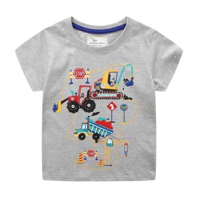 China Anti-shrink Floral Print Anti-shrink Cartoon Summer T-shirt Kids Outdoor Casual T-shirt For Baby Kids Fails Cotton Children Boys Clothes for sale