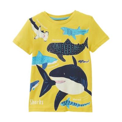 China Floral Print Anti-Shrink Cartoon Anti-Shrink Summer Cartoon T-shirt Kids Outdoor Casual Shirt For Baby Children Beach Cotton Kid Boys Clothes for sale