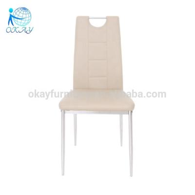 China Modern PU Leather Dining Chair With Chrome Metal Tube Legs for sale