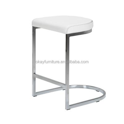 China Modern PU Chrome Leg High Bar White Leather Chair for sale