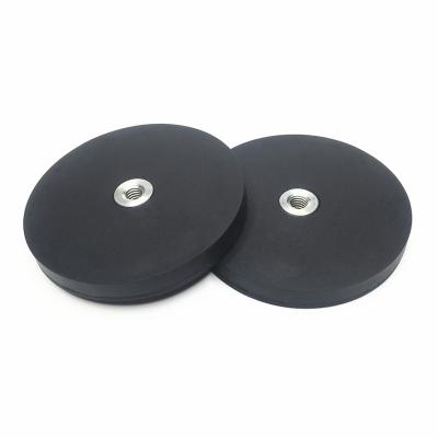 China Industrial magnet pot waterproof rubber coated magnet for car top sign with internal threads dia66mm for sale