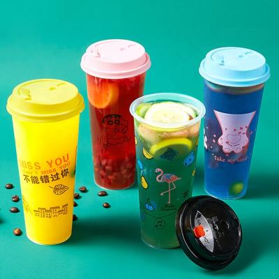 China Disposable Normal Plastic Single Wall Juice Strong Cups Injection Molding Milk Tea Cups 90mm PP Bubble Tea Cups for sale