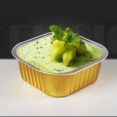 China Eco-Friendly Gold Aluminum Foil Bowls Food Grade Tin Foil Box Disposable Square Doggie BBQ Lunch Box Takeout Cake Box for sale