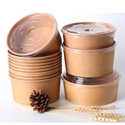 China Disposable Disposable Paper Bowl Soup Cups With Lid Takeaway Food Bowl Noodle Paper Containers for sale