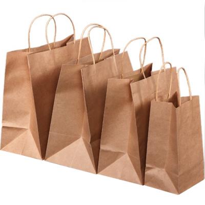 China Disposable Custom Catering Round Rope Handle Paper Bags Grilled Kraft Paper Bag Milk Tea Coffee Lunch Box Takeout Handbags for sale