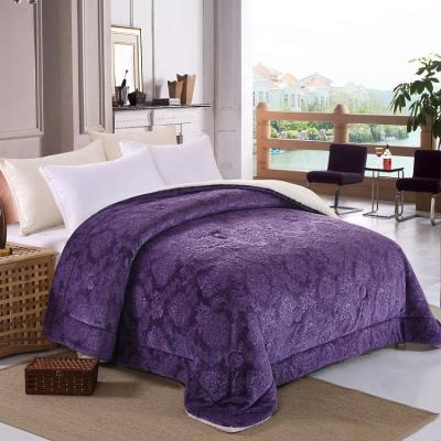 China Home use and home use 100% polyester material polyester solid color flannel sherpa quilt for sale