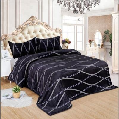 China Anti-pilling new high quality twill pattern printing plush throws blanket 3pcs for bed sets for sale