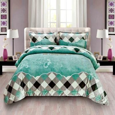 China New Design 100% Polyester Material Flannel Sherpa Comforter Home Bedding Set Luxurious for sale