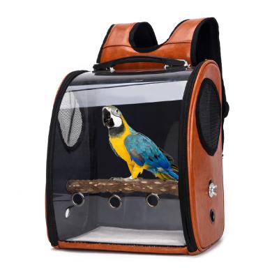 China Breathable Large Outdoor Space Pet Bird Parrot Backpack Travel Carrier Transparent Capsule Backpack for sale