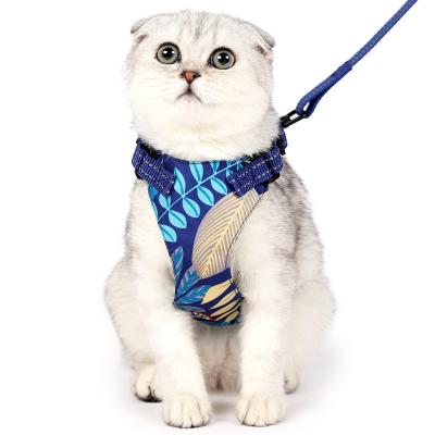 China Custom Adjustable Cat Vest Harness With Reflective Sublimation Neoprene Style Fashion Puppy Designer Soft Dog Harness Adjustable Strap for sale