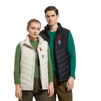 China Wholesale Multi Pocket Polyester Women Anti-wrinkle Winter Mens White Duck Down Cotton Padded Vest For Women Mens With Hood for sale