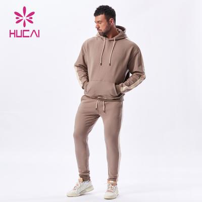 China 2022 New Breathable Custom Logo Patchwork Stripe Stripe Mens Cotton Sports Breathable Custom Gym Jogging Tracksuit Set for sale