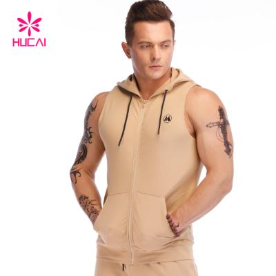 China Fitness Sleeveless Stringer Mens Gym Tanks Anti-UV Compression Hoodies Tops for sale