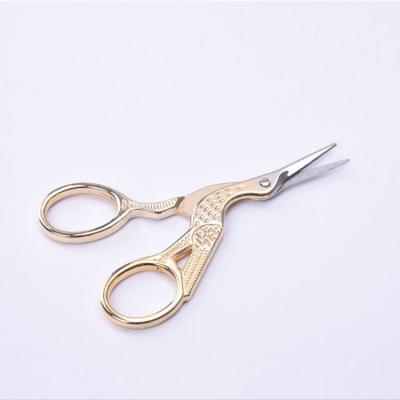 China Embroidery Gold Color Sewing Balancing Antique Crane Scissors For Embroidery Craft Art Work for sale