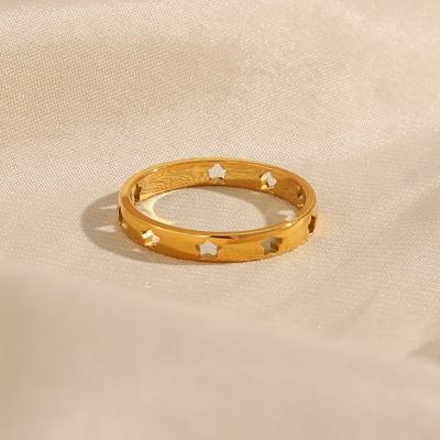 China Delicacy Hollow Star TRENDY Gold Plated Ring Designs For Female Stainless Steel Rings Women Trendy for sale