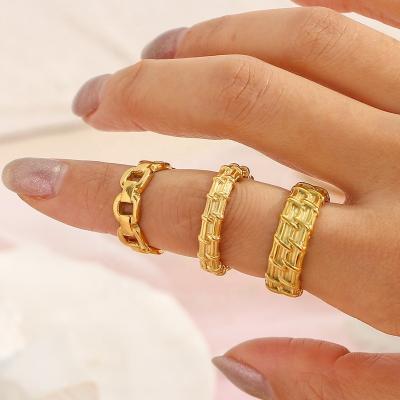 China Vintage Gold Plated Minimalist Twisted Ring Gold Ring Designs For Feminine Stainless Steel Rings Women Trendy for sale