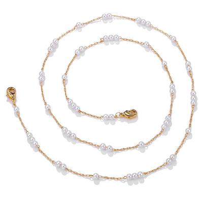 China 2021 New Fashionable Masking White Glass Pearl Support Strap Chains For Women for sale