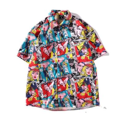 China Anti-pilling style tops men's comic printed casual tropical shirts quality men Hawaiian vacation quick dry beach wear shirts for sale