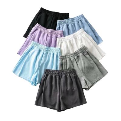 China New Fashion Style Anti-Static Quality Women's Casual Shorts Plain Colors Cotton Loose Fit High Waist Sports Tracksuit Above Knee Elastic Waist for sale