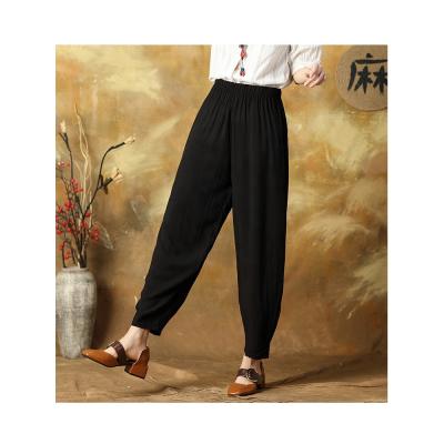 China Factory Supply Anti-Static Women Ice Silk Ankle Length Pants Summer Vacation Casual Wear Color Breathable Comfortable Casual Capri Pants for sale