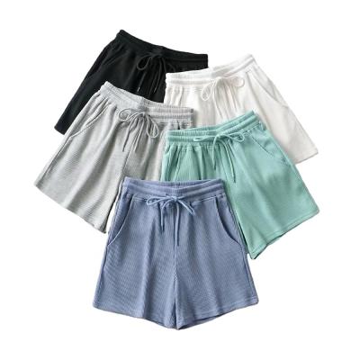 China Anti-Wrinkle New Arrivals Women Fashion Basic Style Shorts Casual Home Wear Outdoor Sporty Colorful Sweat Shorts Waffle Pattern Cotton Shorts for sale