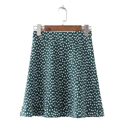 China 2020 New Anti-Static Prints A Line Sweet Women's Skirt Color Ruffle Chiffon Mini Skirt Polka Dots Daisy Printed Flower for sale