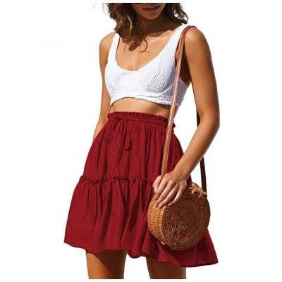 China 2020 Anti-Static Hot Sale A Line Women's Soft Skirt Solid Color Ruffle Pleat Mini Skirt for sale