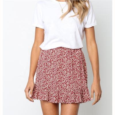 China Mini Skirt Irregular Polka Dots Print Anti-Static Soft Chiffon Women Style Short Skirt for sale