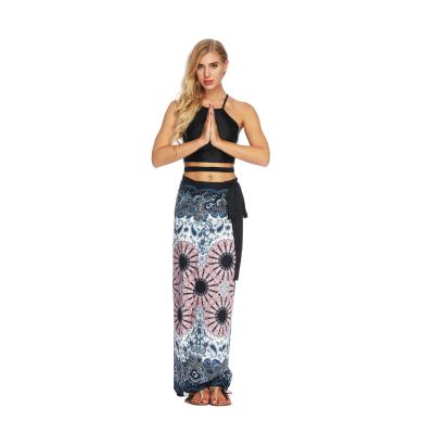 China 2019 Plus Size Women's Vacation Item Print Vacation Item Southeast Asian Style Beach Wrap Skirt Tie Closure One-Piece Ethnic Light Displacement Skirt for sale