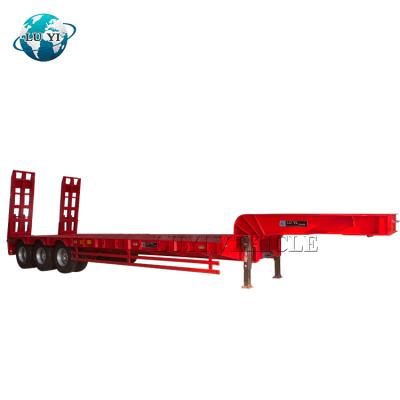 China Flatbed Semi Truck Trailer 12 Wheeler Tri Axle 40ft Low Trailer Price for sale