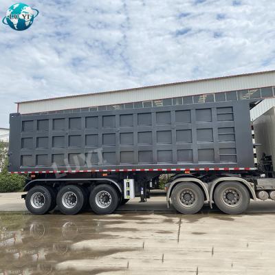 China Truck Trailer 3 Axles Side Discharge Tipper Agricultural Semi Trailer Truck Price for sale