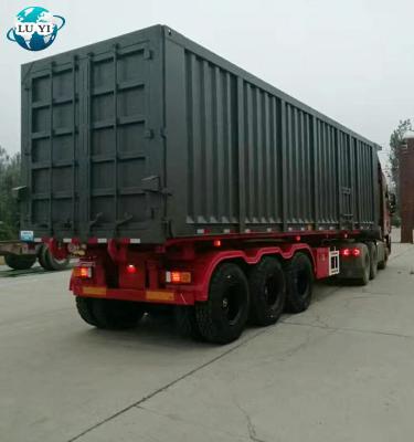 China Truck Trailer Factory Price 3 Axle 45 Cubic Meter Side Container Dump Tipper Semi Trailer for sale