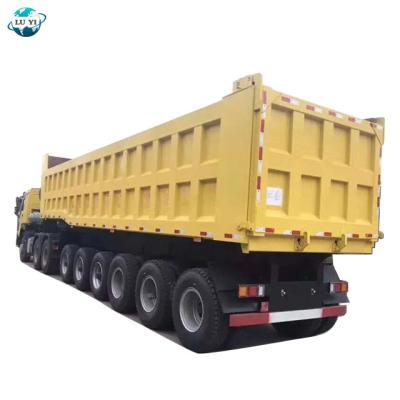 China Hot Selling Truck Trailer Square Shape 4/6 Axles Heavy Duty Dump Truck Trailer For For Transport Mine Sand Gravel for sale