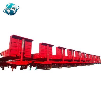 China Truck Trailer 30 CBM Rear End Square Tipping Dumper Tipper Sand Stone Transport 3 Axle Hydraulic 60 Ton Tractor Dump Semi Truck Trailer for sale