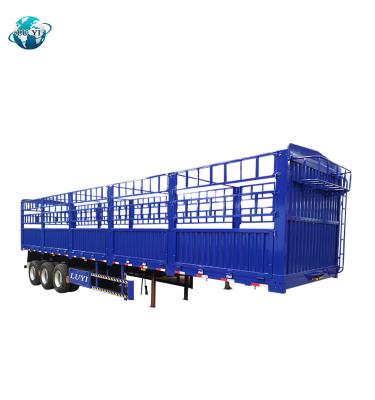 China Cheap Truck Trailer 30-100 Tons 2 Axles 4 Axle Cargolivestock Sugar Cane Stake Barrier Semi Truck Trailer For Sale for sale