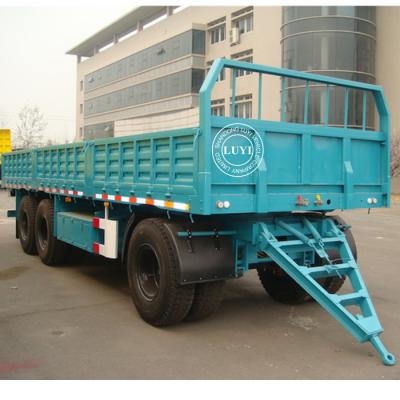 China Hot Selling Light Goods 30 Feet 40T Dolly Draw Drop Bar Side Wall Flatbed Semi Trailer With 3 Axles for sale