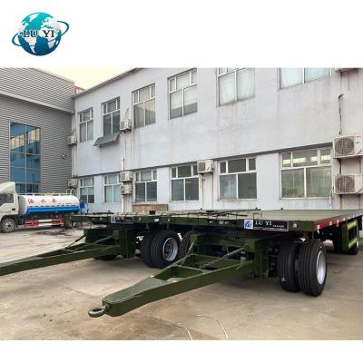 China Luyi Light Goods Full 2 ​​Axles Draw Bar Towing Container Flatbed Trailer For Tractor for sale