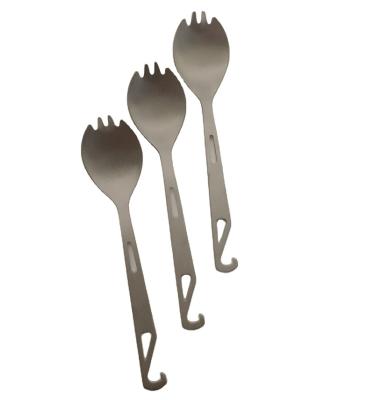 China Spoon Fork Set 3 In 1 Camping Utensils Metal Spork Flatware Outdoor Spork for sale