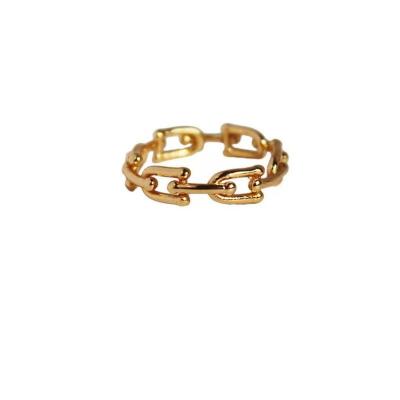 China Tasty Minimalist Vintage Dome Ring Jewelry Accessories 18k Gold Plated Stainless Steel Cuban Chain Link Ring For Women for sale