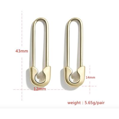 China CLASSIC Trendy Creative Earrings Stainless Steel Hypoallergenic Non Tarnish Safety Pin Earrings For Her Gold Plated Drop Circle Earrings for sale