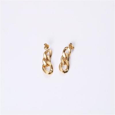 China Trendy CLASSIC Non Tarnish 18k Gold Plated High Quality Stainless Steel Vintage Chain Link Earrings Chunky Cuban Chain Link Earrings for sale