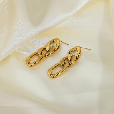 China CLASSIC High Quality Gold Plated Stainless Steel Minimalist Chunky Thick Figaro Earrings Light Weight Link Chain Earrings For Women for sale