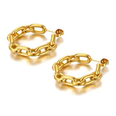 China Wholesale CLASSIC 18k Gold Plated Stainless Steel Hiphop/Rock Party Thick Earrings Bohemian Chain Link Earrings Jewelry For Women Girls for sale